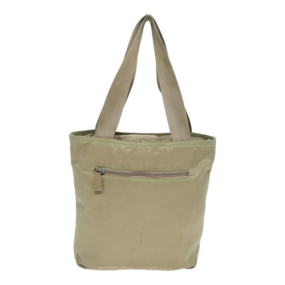 Prada Tote Bag Auth Nylon Beige Silver