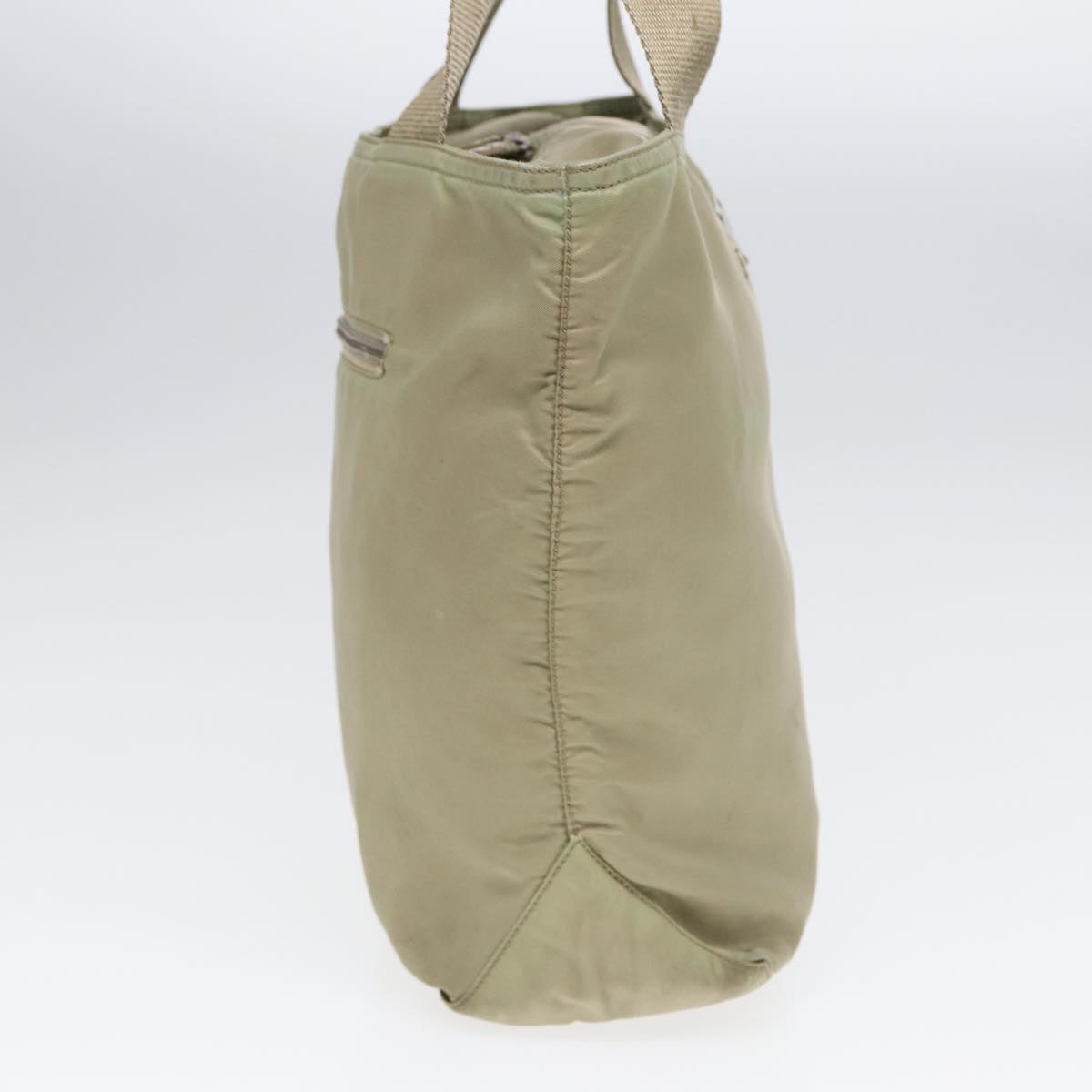 Prada Tote Bag Auth Nylon Beige Silver