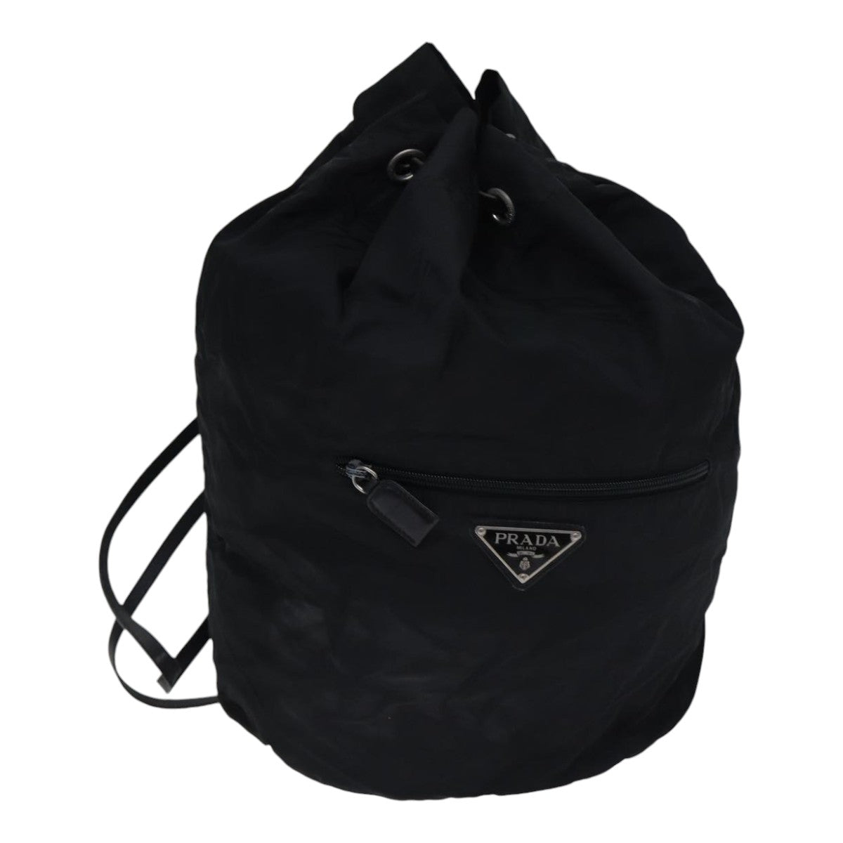 Prada Shoulder Bag Auth Nylon Black Silver Silver Auth Bs17756