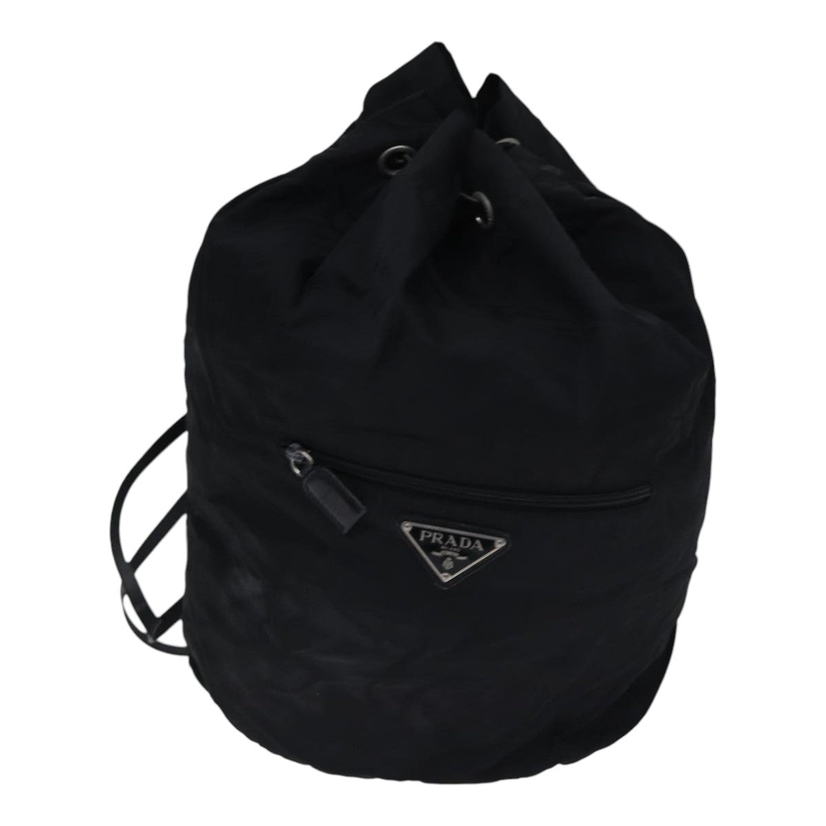 Prada Shoulder Bag Auth Nylon Black Silver Silver Auth Bs17756