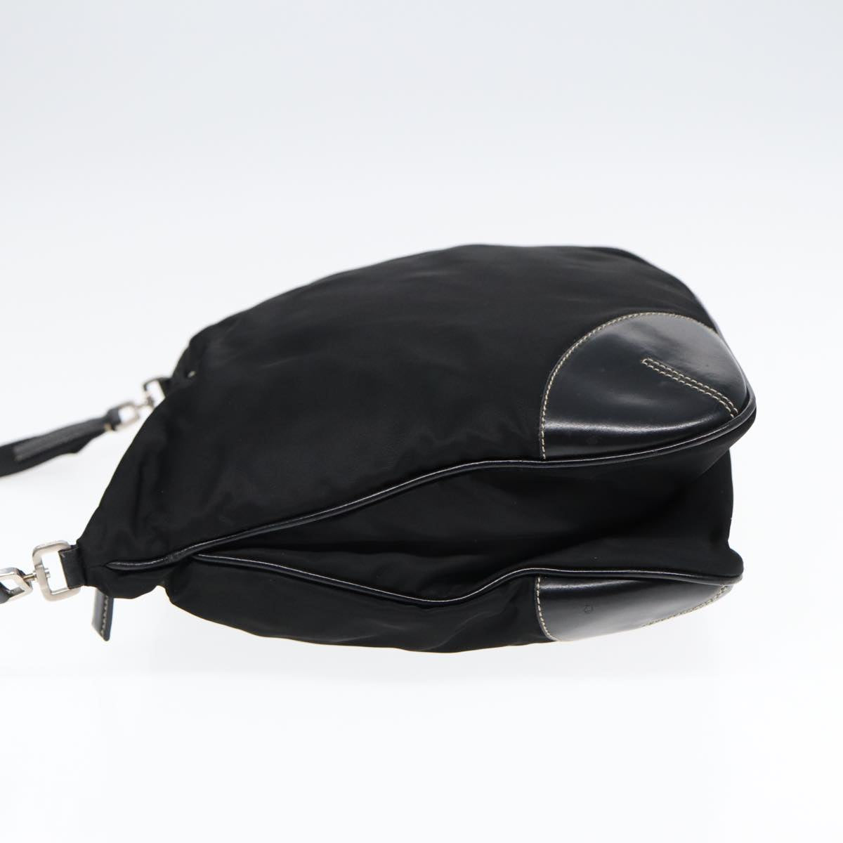 Prada Shoulder Bag Auth Nylon Black Silver Silver Auth Bs17774