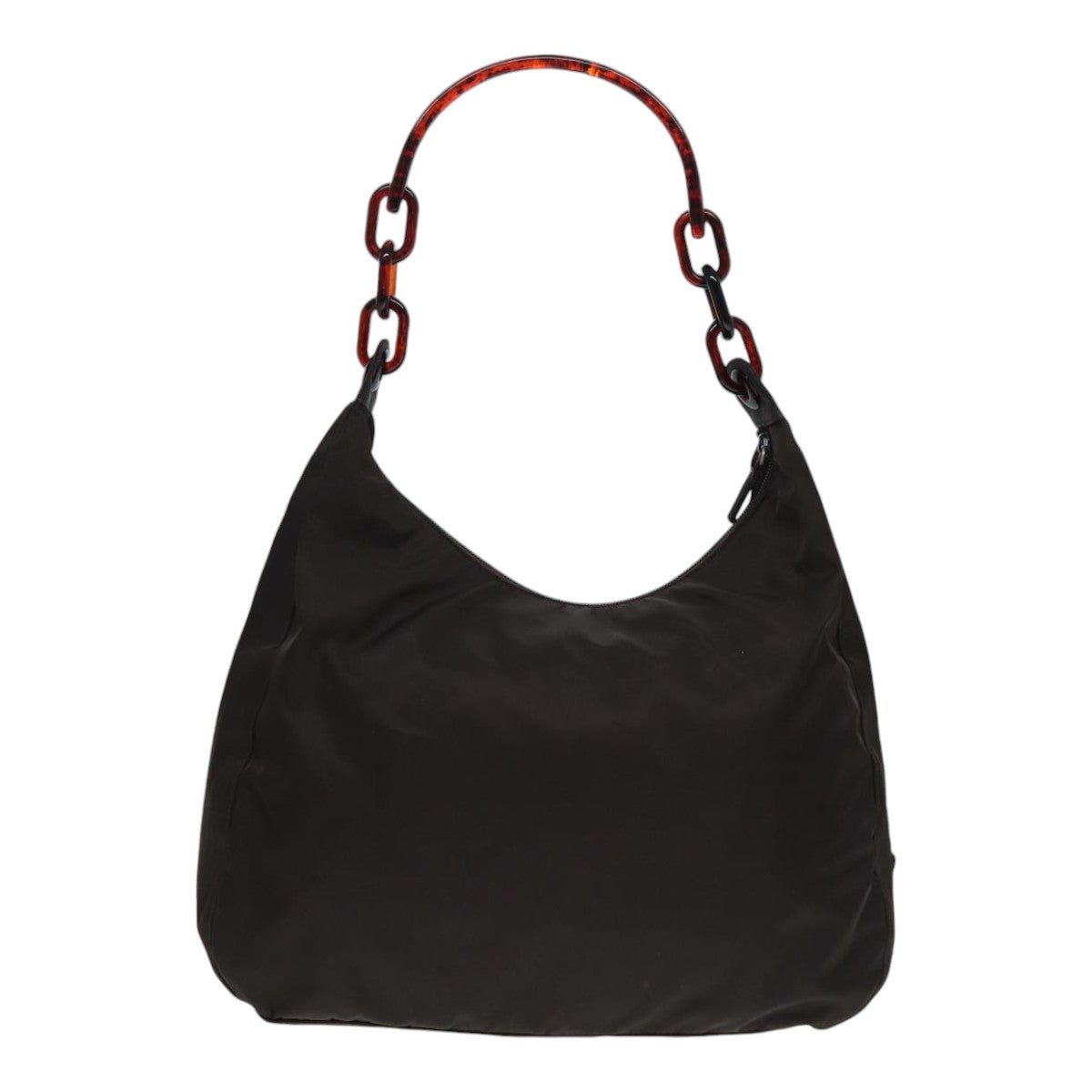Prada Shoulder Bag Auth Nylon Brown Silver Silver Auth Bs17776