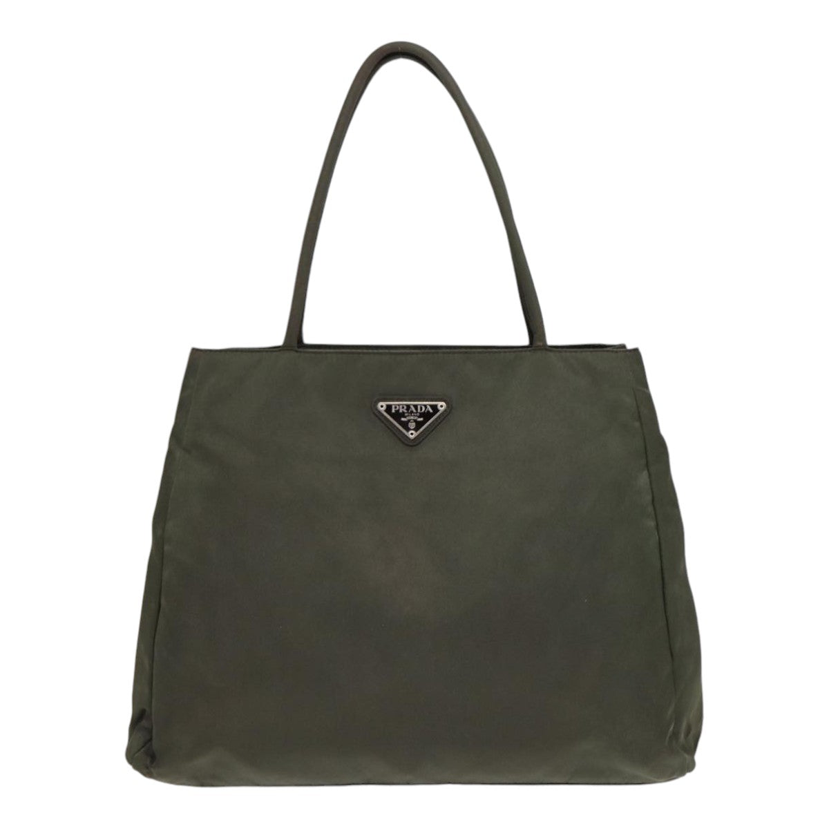 Prada Tote Bag Khaki Auth Nylon Silver Silver Auth Bs17777