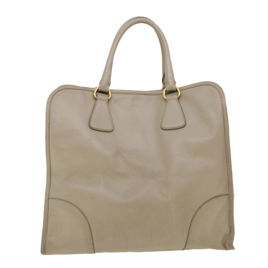 Prada Hand Bag Safiano Auth Leather Gray Travel Bag