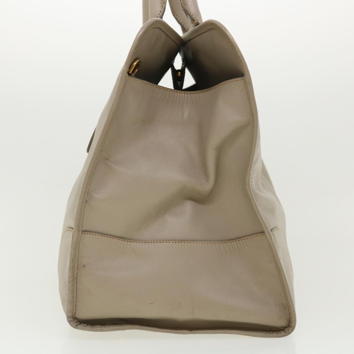 Prada Hand Bag Safiano Auth Leather Gray Travel Bag