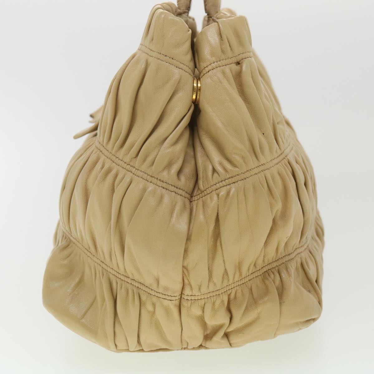 Prada Hand Bag Leather Beige Travel Bag Leather Beige Bs4492
