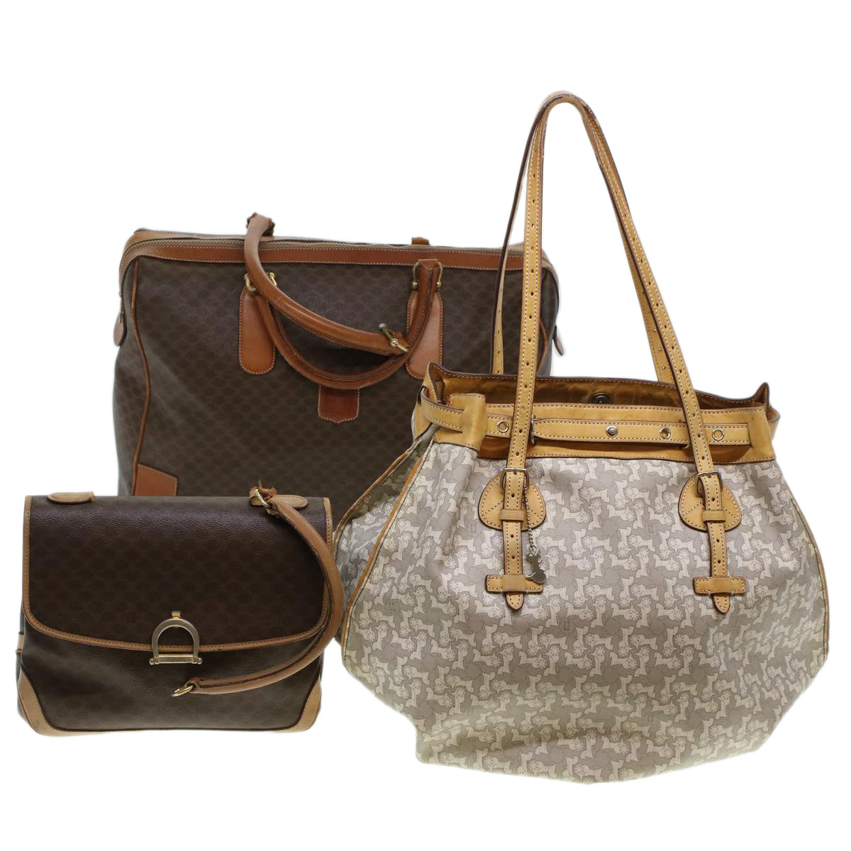 Luxury Macadam Hand Bag Boston Bag Pvc Leather Canvas Travel Bag