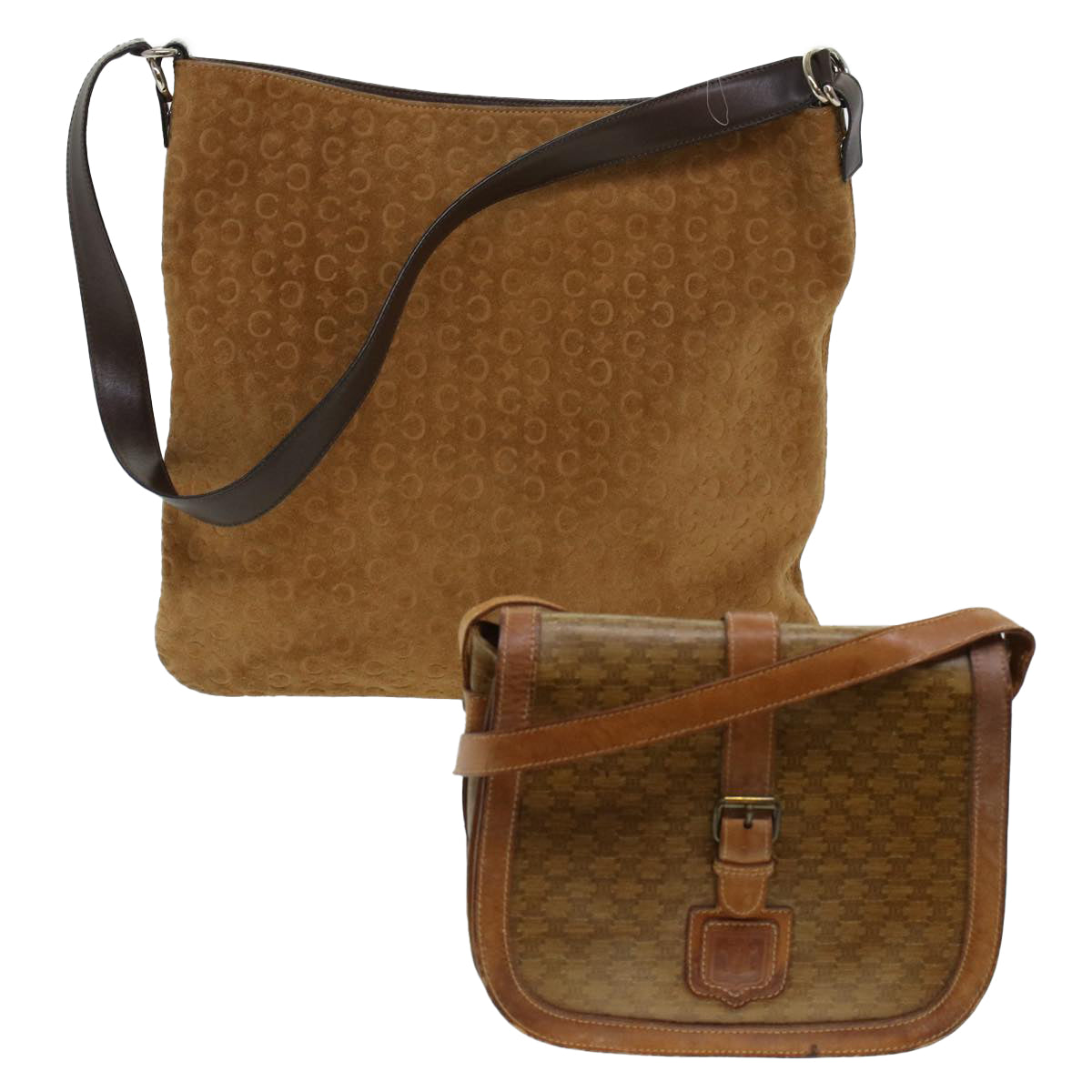 Luxury Macadam Shoulder Bag Pvc Set Brown Leather Canvas