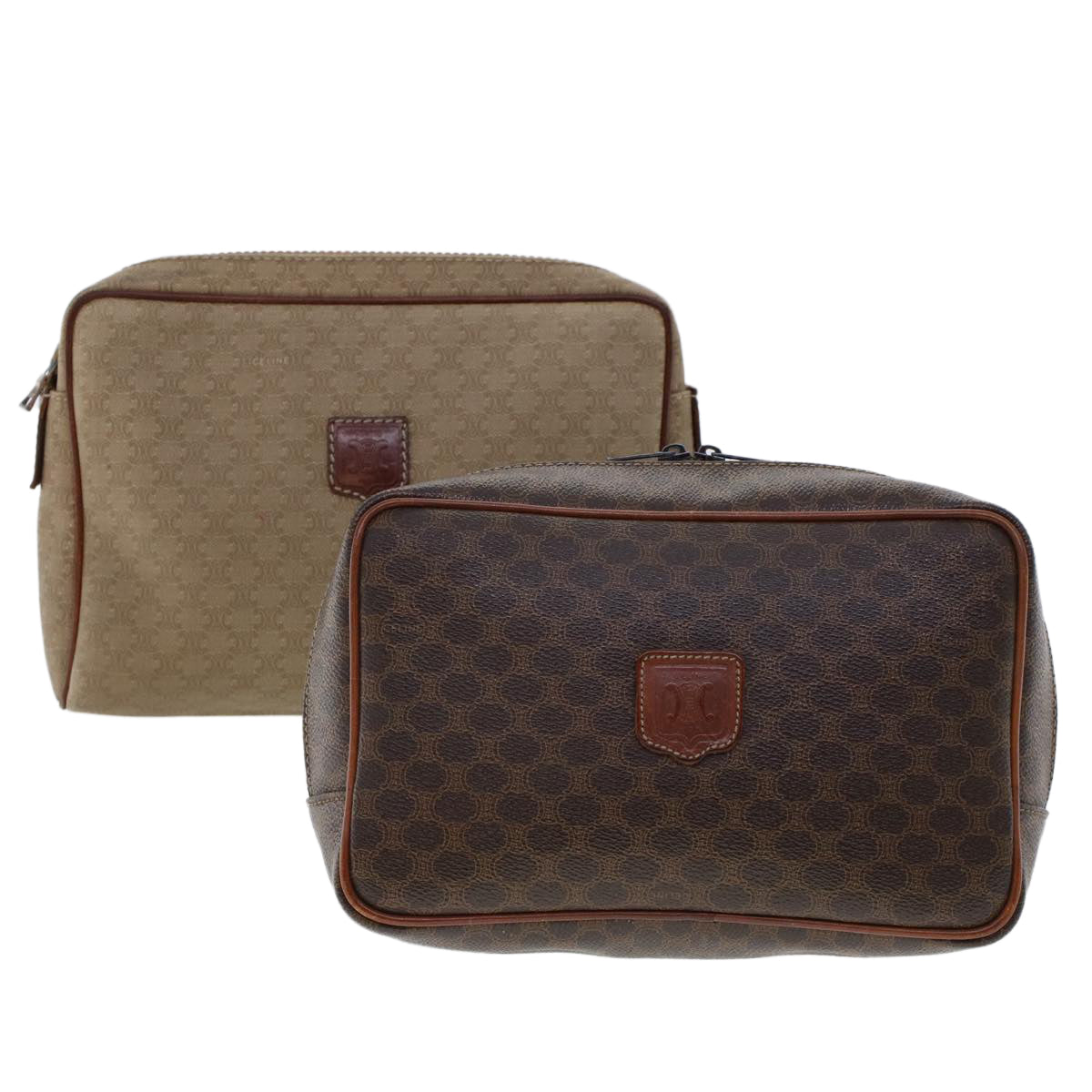 Luxury Macadam Clutch Bag Pvc Set Beige Leather Canvas