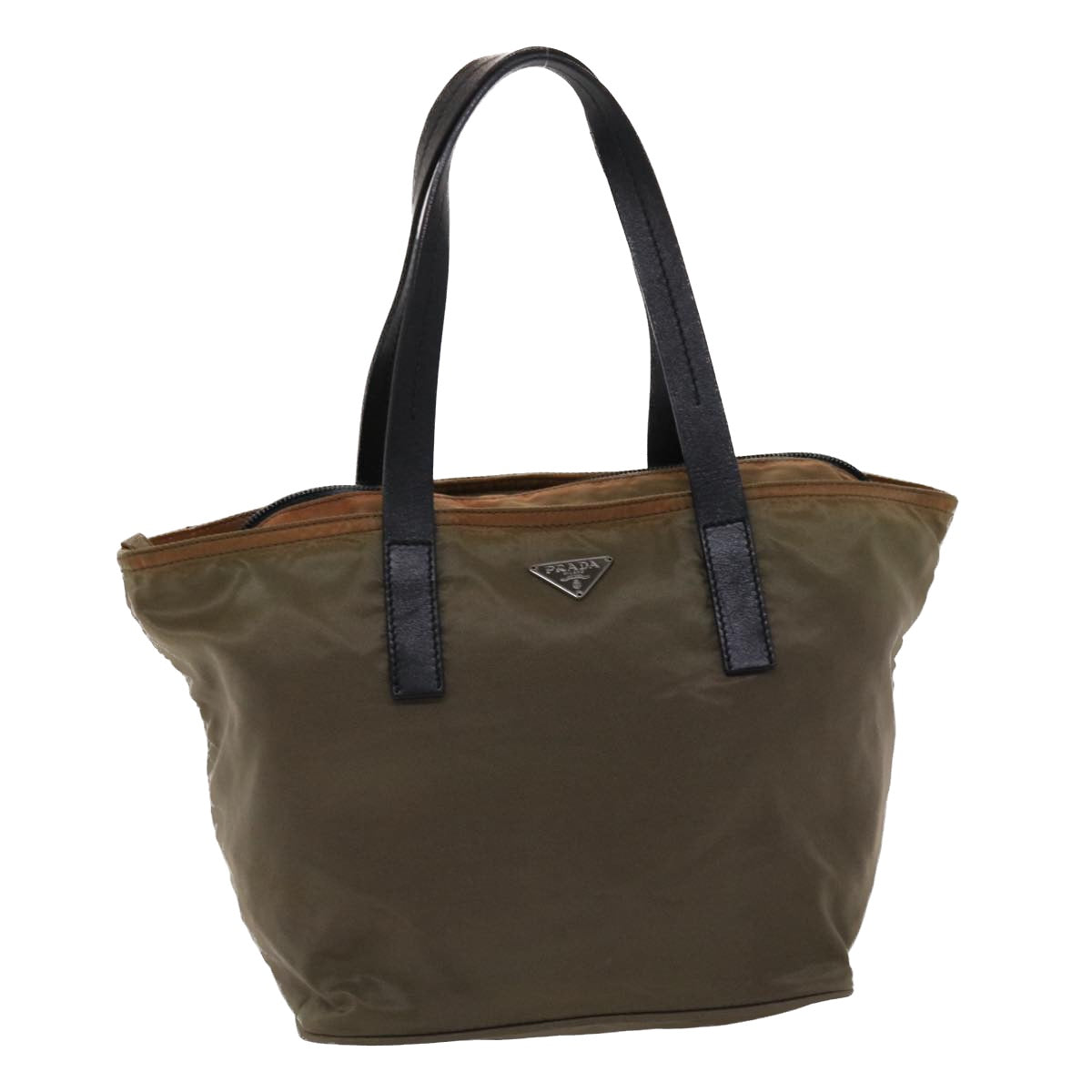 Prada Hand Bag Nylon Brown Travel Bag