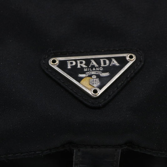 Prada Shoulder Bag Auth Nylon Black Black Auth Bs6618