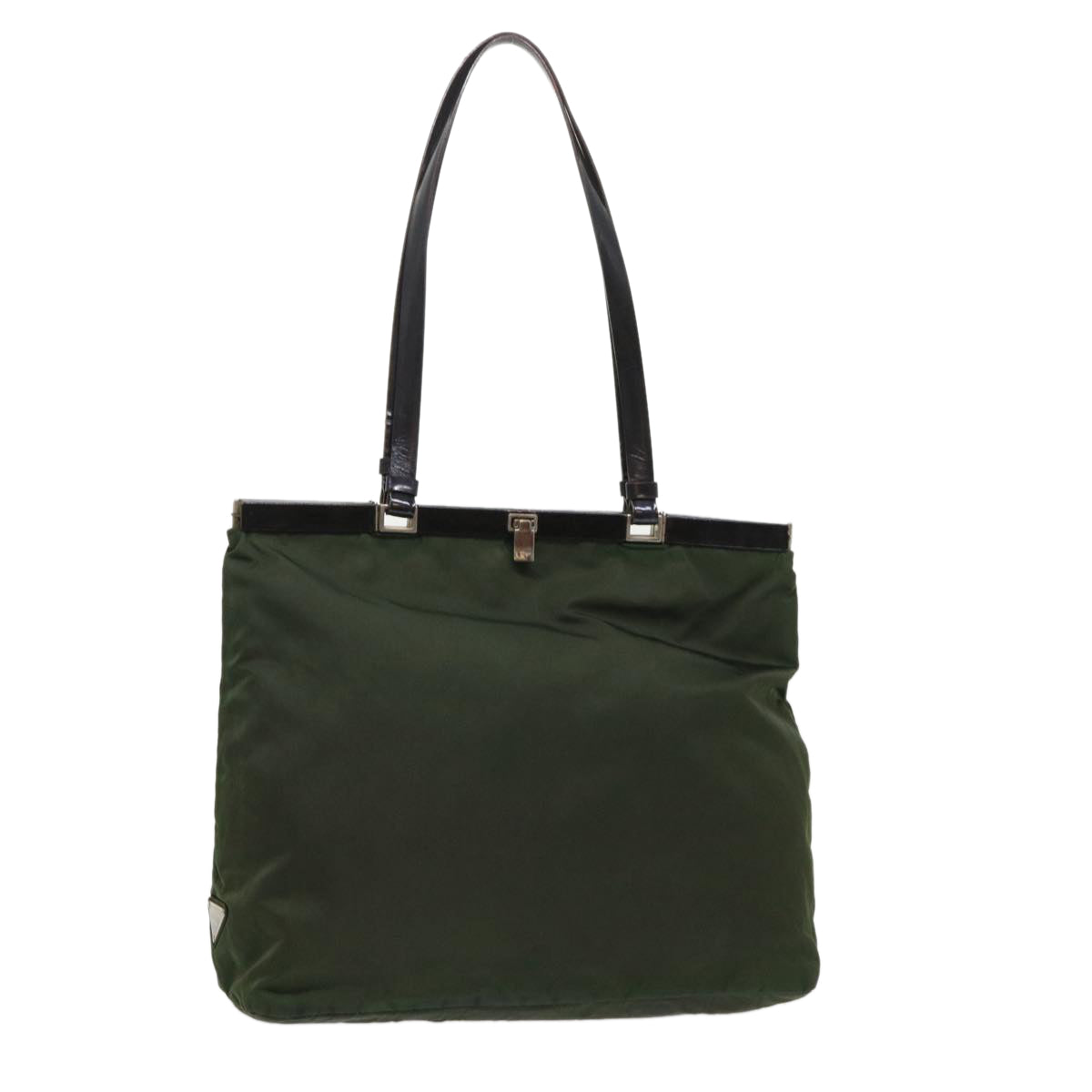 Prada Shoulder Bag Leather Nylon Green