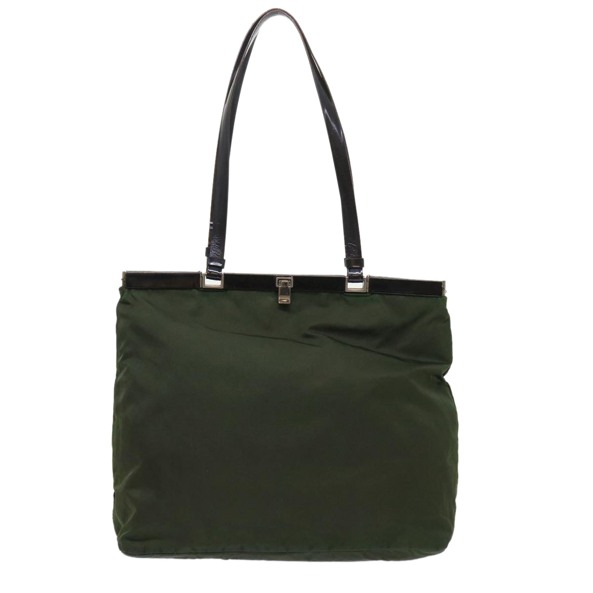 Prada Shoulder Bag Leather Nylon Green