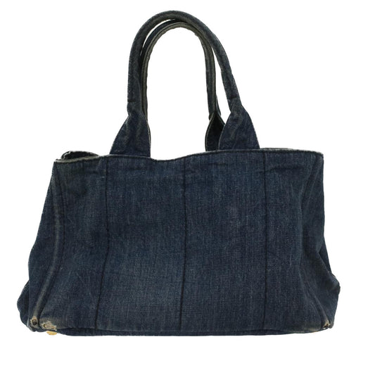 Prada Kanapa Mm Hand Bag Auth Canvas Blue Travel Bag