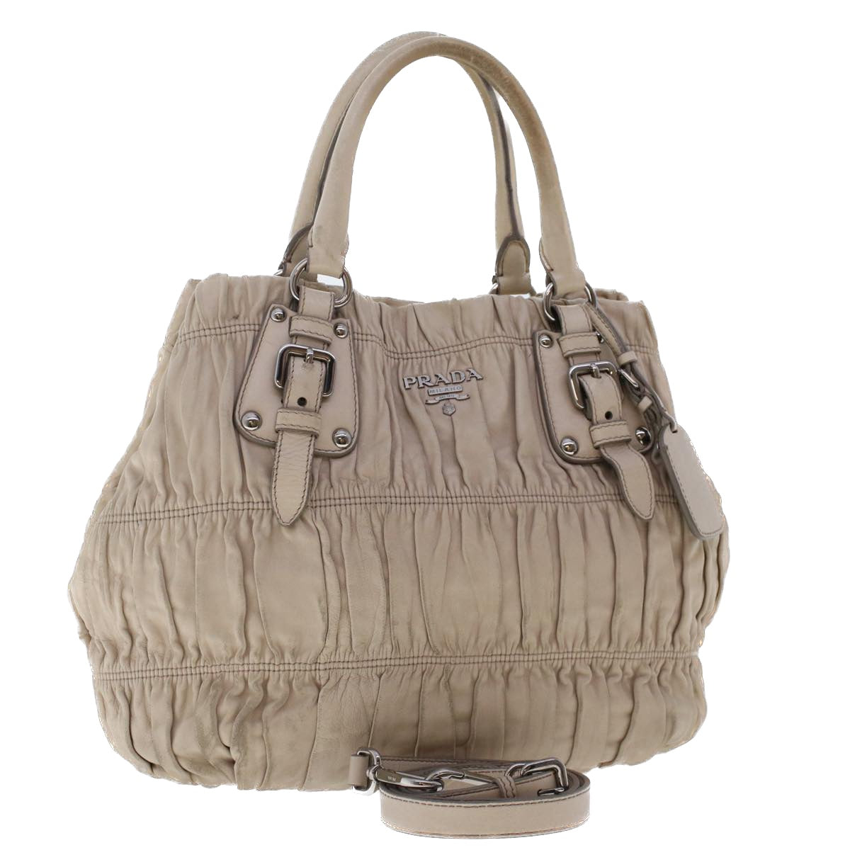 Prada Shoulder Bag 2Way Leather Gray