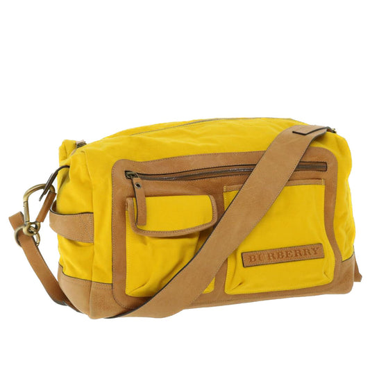 Burberry Luxury Shoulder Bag Auth Bs7538 Leather Canvas Yellow