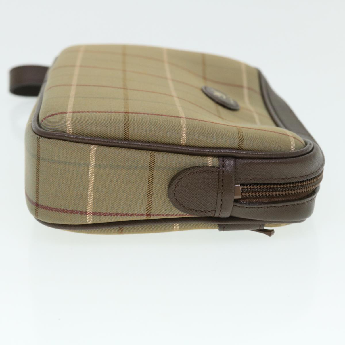 Burberry Luxury ss Nova Check Clutch Bag Auth Bs7645 Leather Canvas Brown
