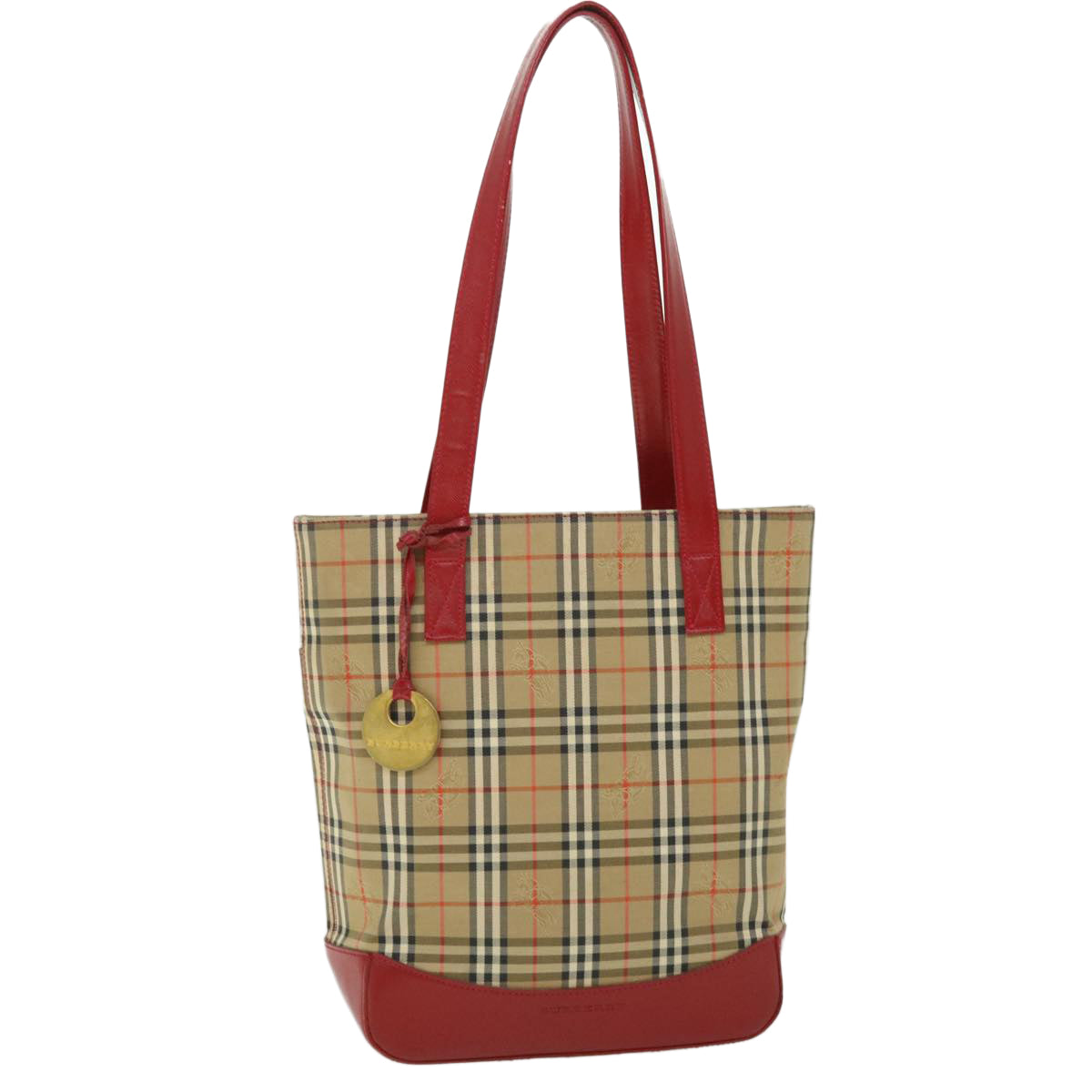 Burberry Luxury Nova Check Tote Bag Auth Bs8128 Leather Canvas Black