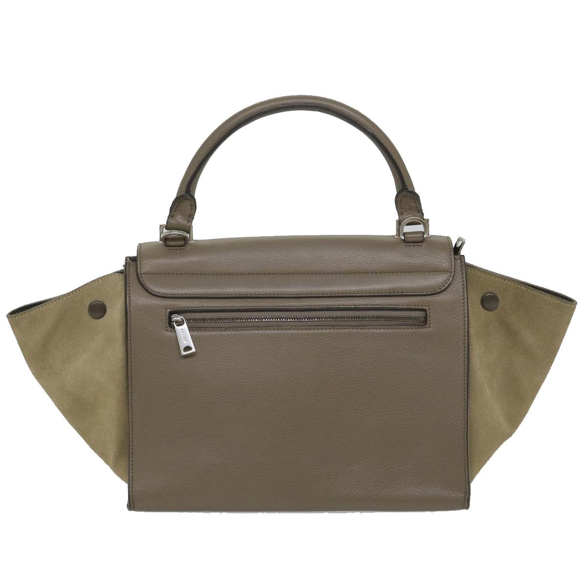 Luxury Trapeze Hand Bag Way Gray Leather Brown Travel Bag
