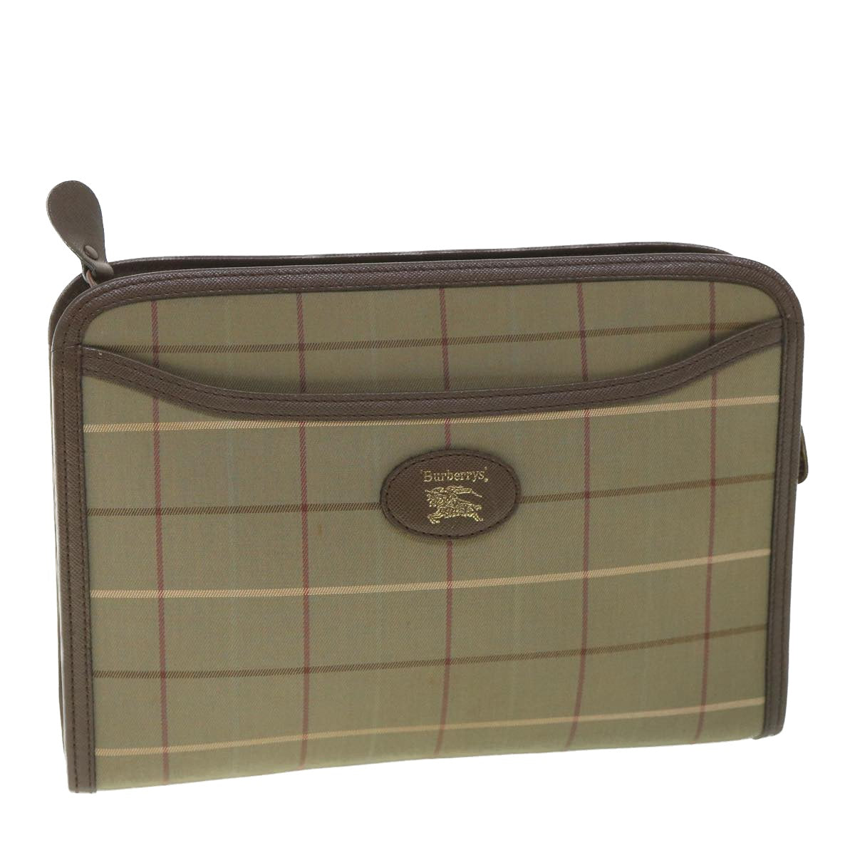 Burberry Luxury ss Nova Check Clutch Bag Auth Bs9091 Canvas Nylon Brown