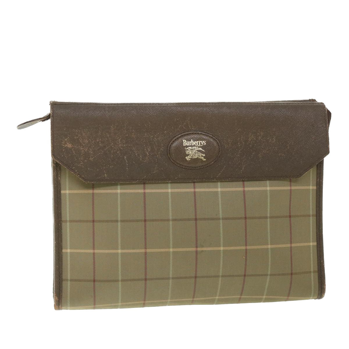 Burberry Luxury ss Nova Check Clutch Bag Auth Bs9092 Canvas Nylon Brown
