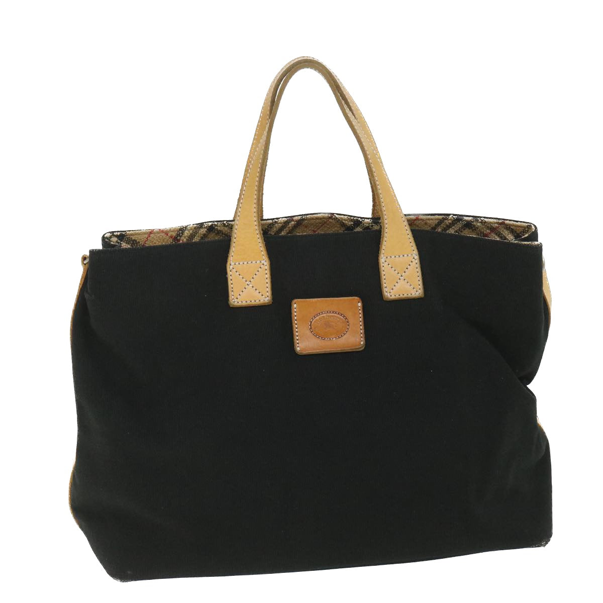 Burberry Luxury ss Label Tote Bag Auth Bs9105 Canvas Black Blue