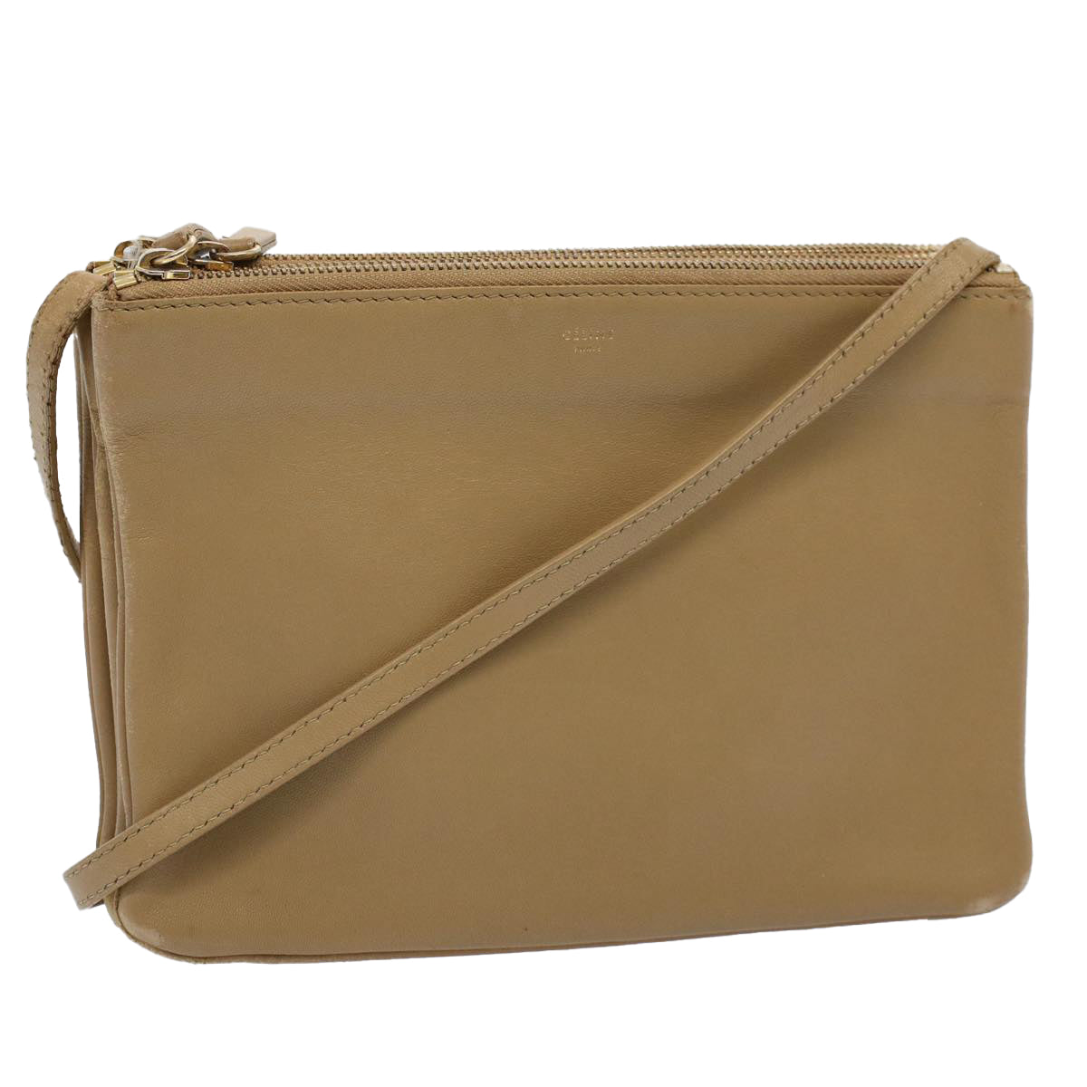 Luxury Trio Pm Shoulder Bag Leather Beige