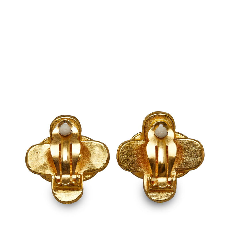 Chanel Gold Plated Coco Mark Cross Earrings Jewelry