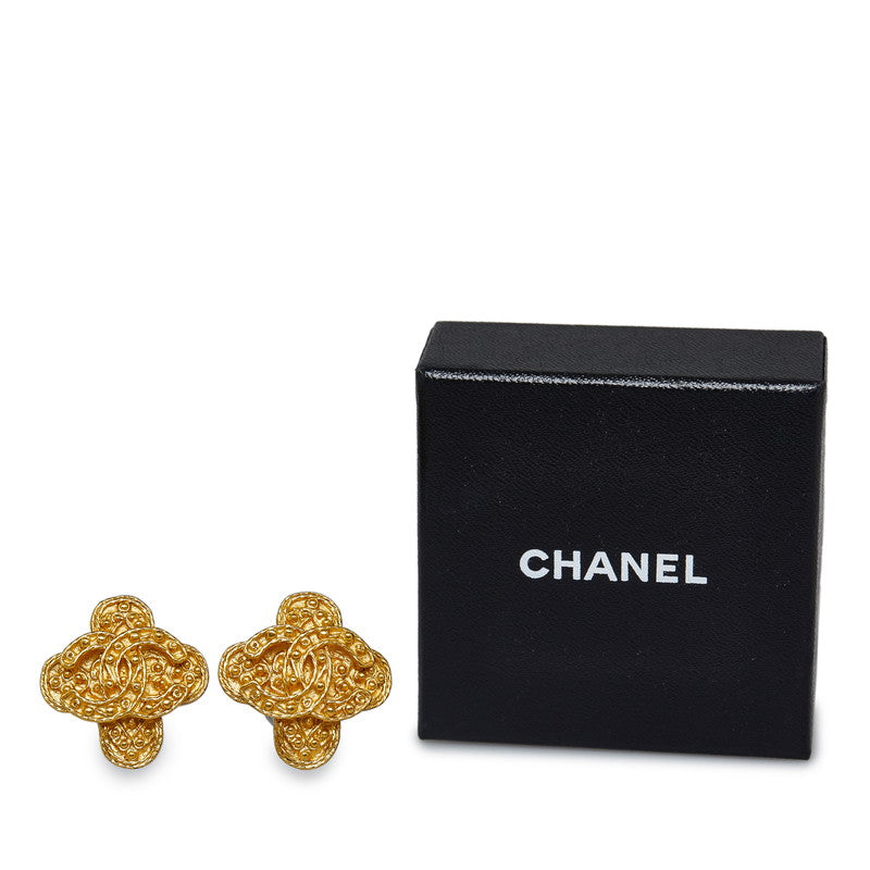 Chanel Gold Plated Coco Mark Cross Earrings Jewelry