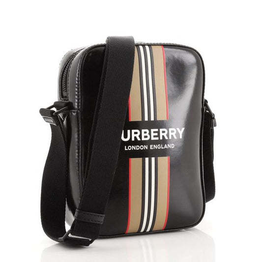 Burberry Thornton Striped Coated Crossbody Bag Canvas