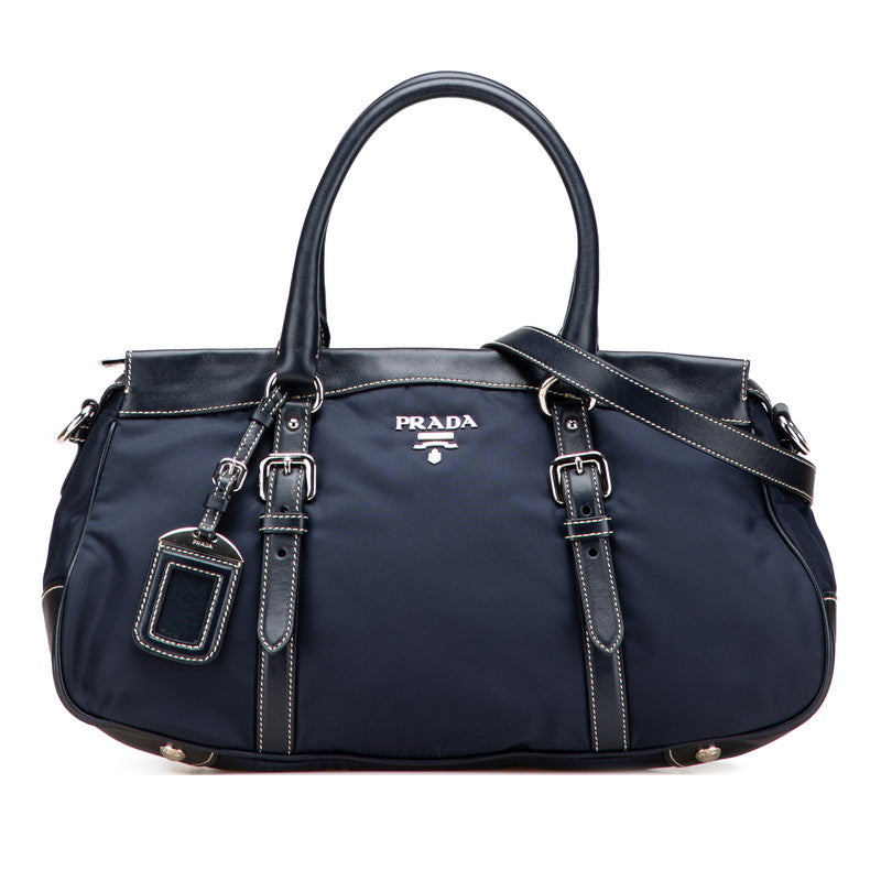 Prada 2Way Bag Leather Nylon Travel Bag 2