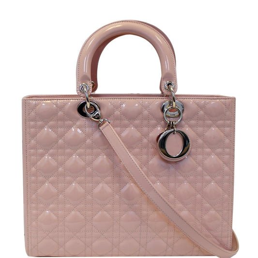 Dior Patent Lady Large Shoulder Bag Leather Quilted