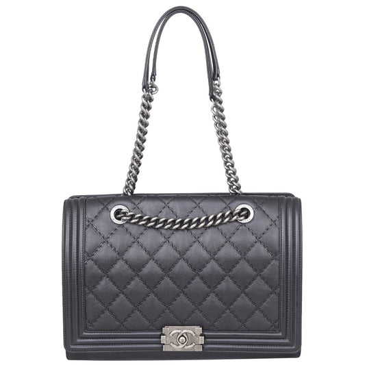 Chanel Boy Double Stitch Shopping Tote Large Tote Bag Tote 140921