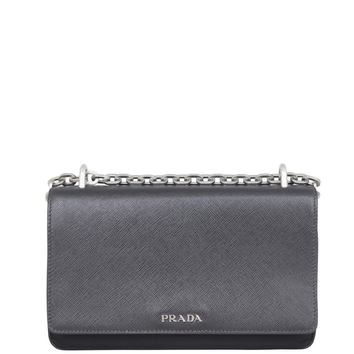 Prada Saffiano Tessuto Shoulder Bag Chain
