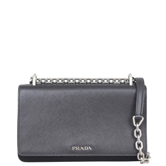 Prada Saffiano Tessuto Shoulder Bag Chain