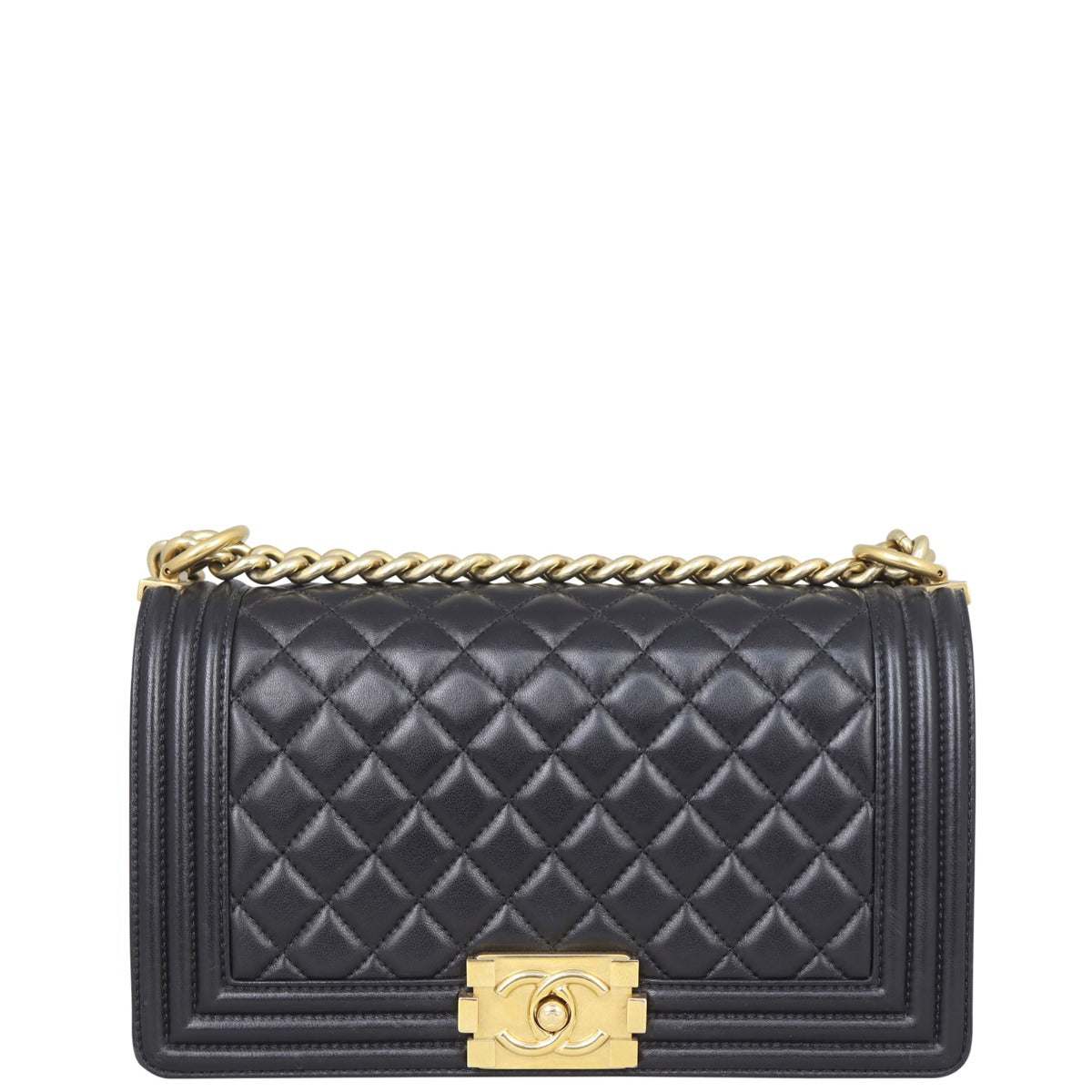 Chanel Boy Old Hardware Handbag Gold Medium