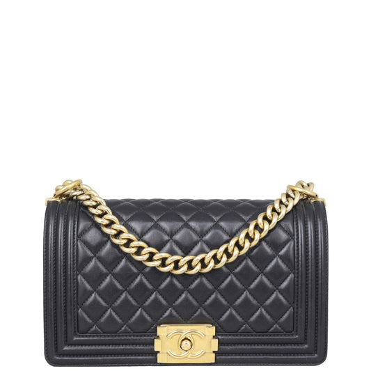Chanel Boy Old Hardware Handbag Gold Medium