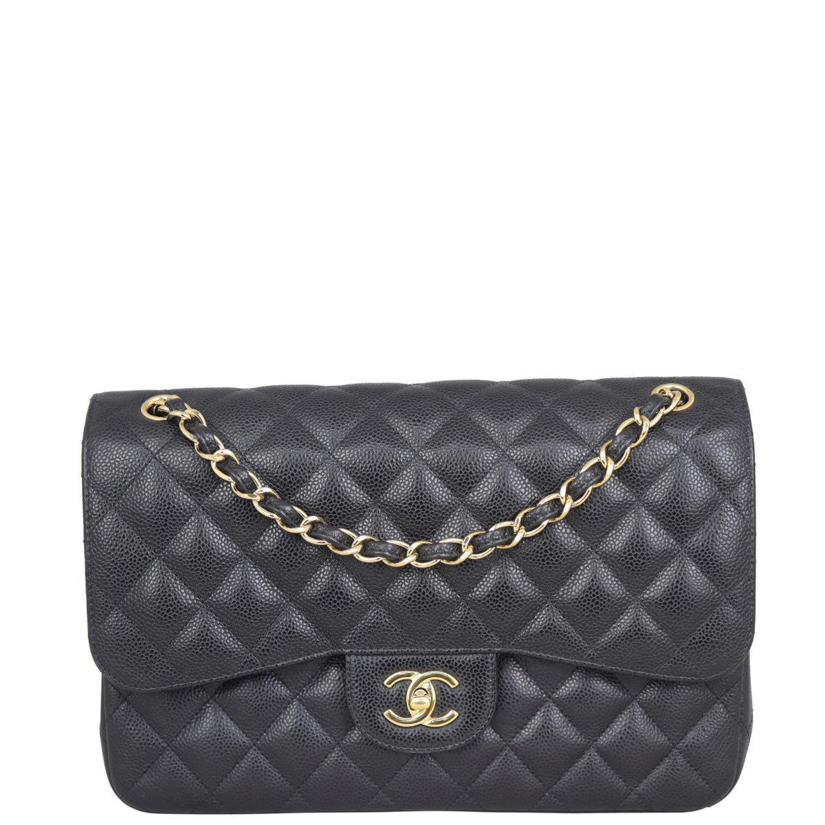 Chanel Classic Double Jumbo Lambskin GHW Handbag Flap