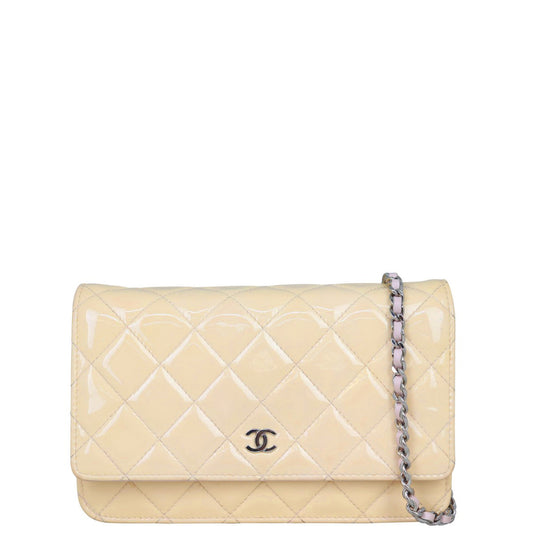 Chanel Classic Wallet on Patent Shell Handbag Pink Chain