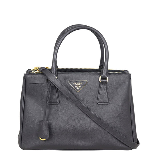 Prada Saffiano Galleria Double Zip Tote Handbag Small Tote Bag