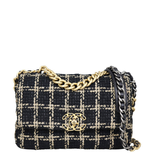 Chanel 19 Tweed Bag Black Medium Handbag