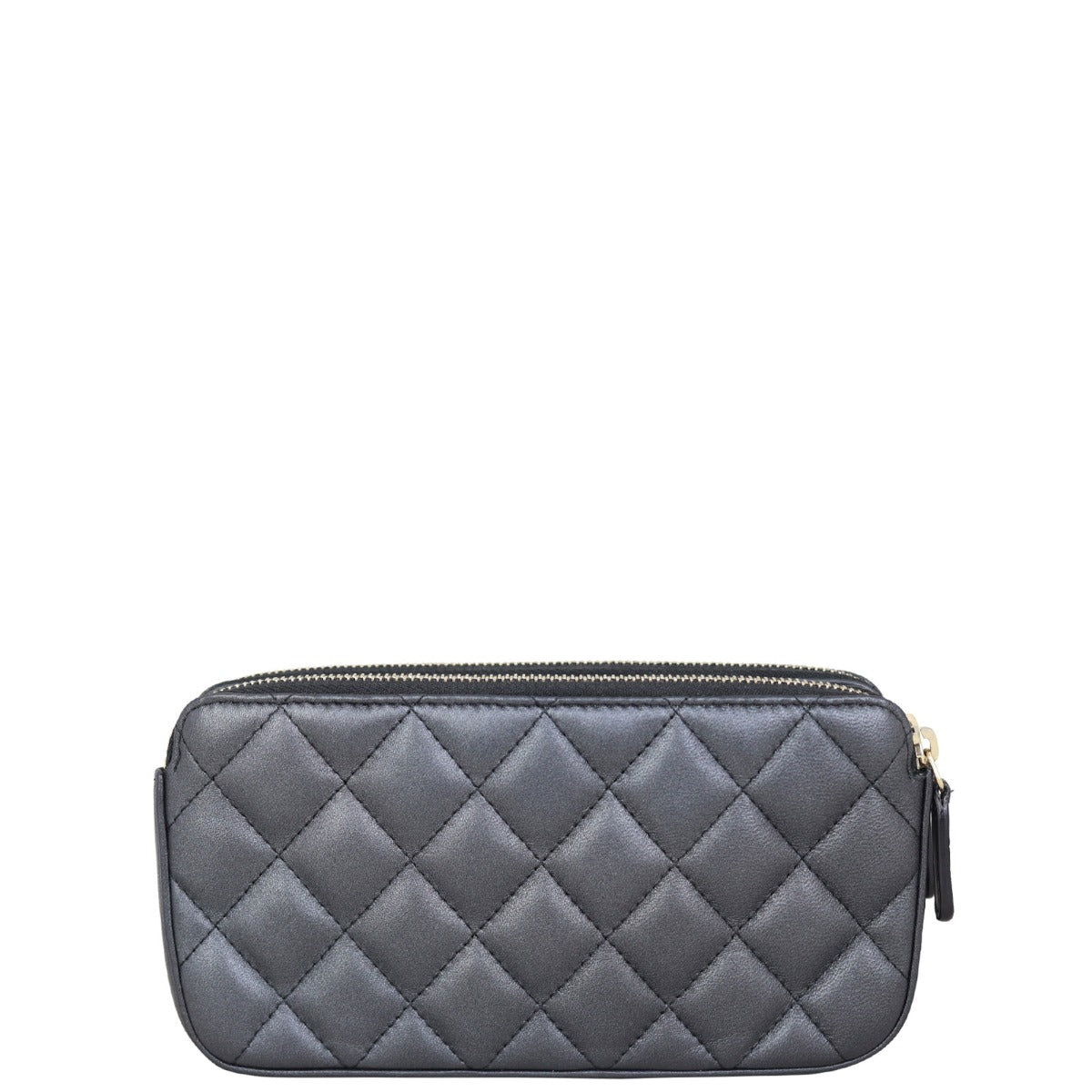 Chanel CC Double Zip Clutch with Pearl Chain Clutch Bag