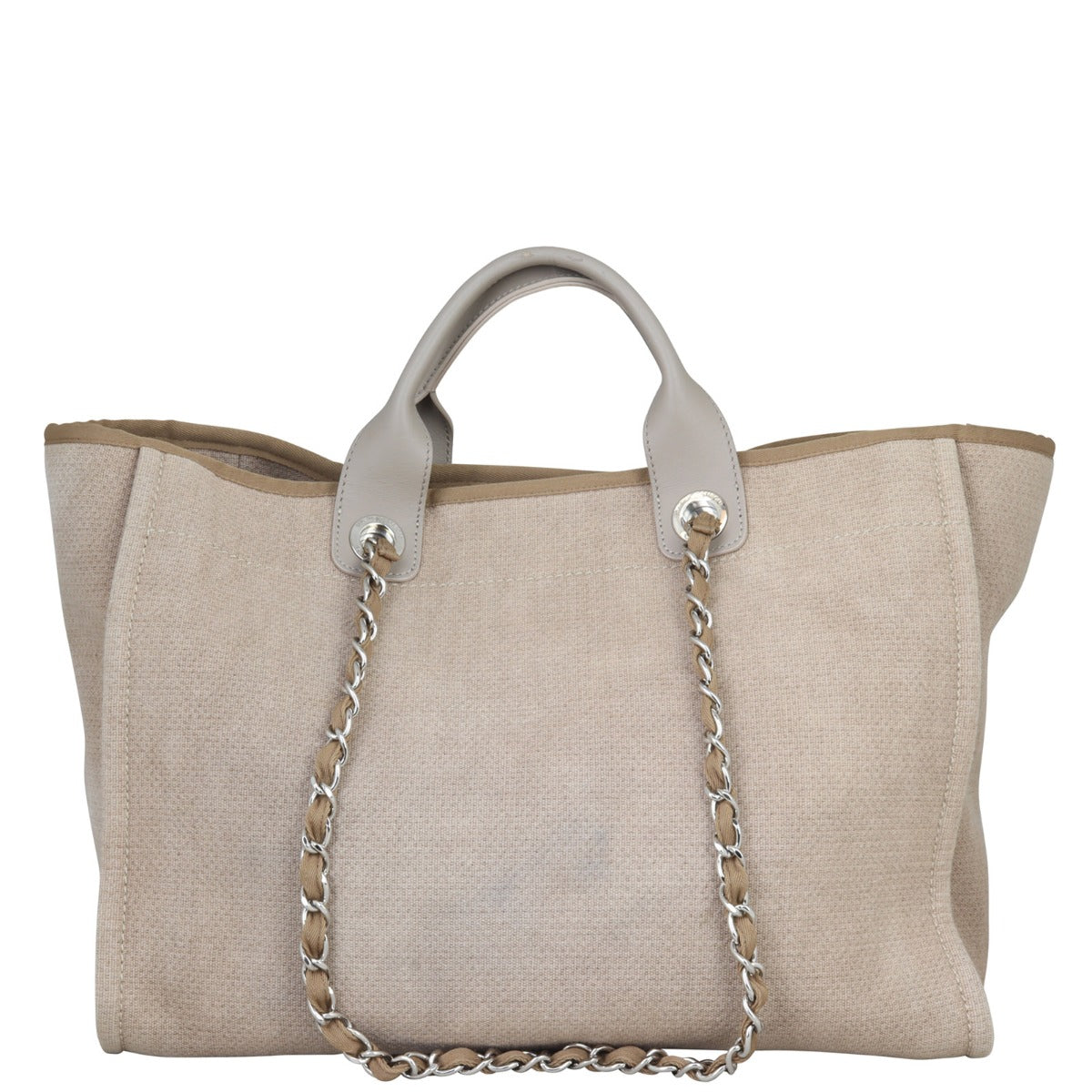 Chanel Deauville Tote Hardware Brown Silver Tote Bag