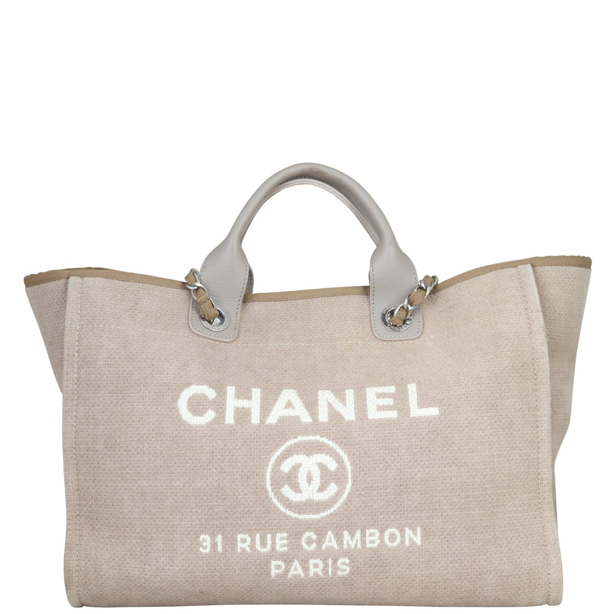 Chanel Deauville Tote Natural Sand Brown Large Tote Bag