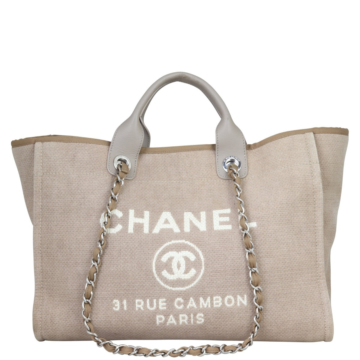 Chanel Deauville Tote Natural Sand Brown Large Tote Bag