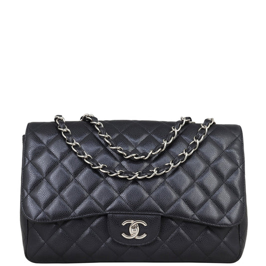 Chanel Classic Single Jumbo Caviar Handbag Black Flap