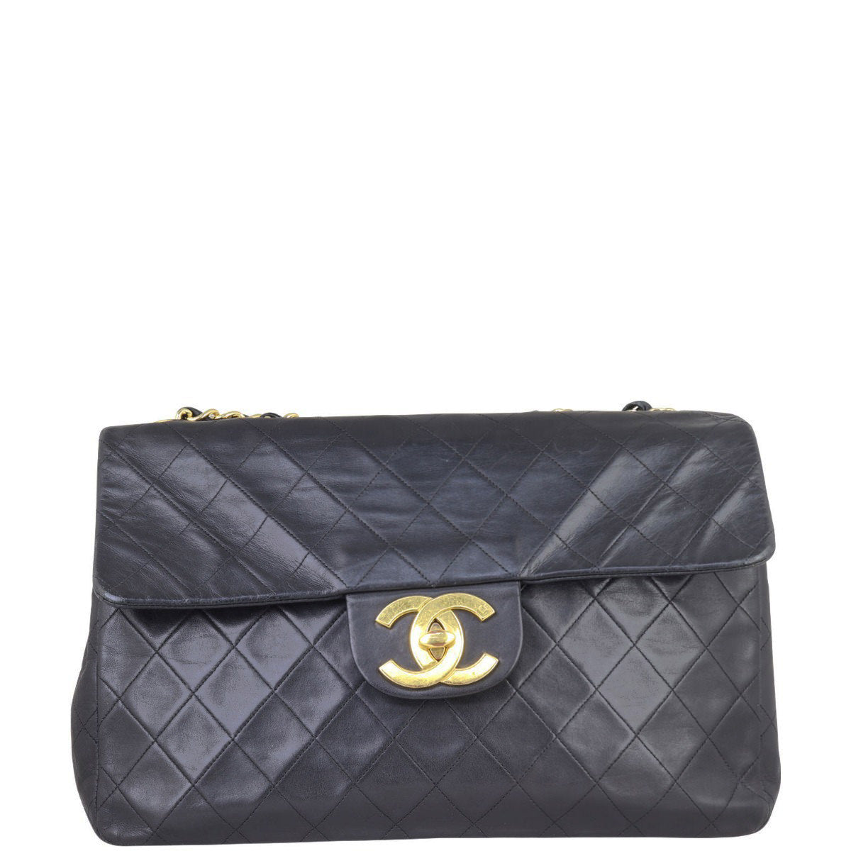Chanel Maxi Jumbo XL Single Bag Lambskin Black Flap Handbag