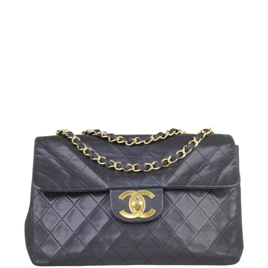 Chanel Maxi Jumbo XL Single Bag Lambskin Black Flap Handbag