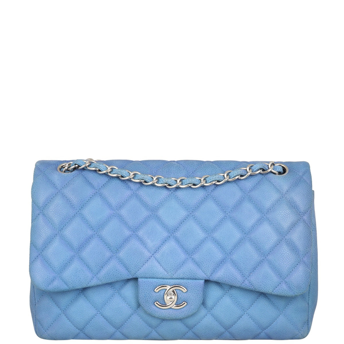 Chanel Classic Double Jumbo Handbag Blue Flap