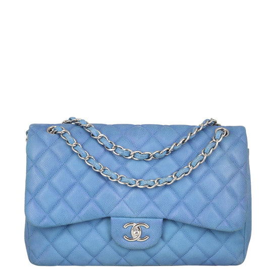 Chanel Classic Double Jumbo Handbag Blue Flap